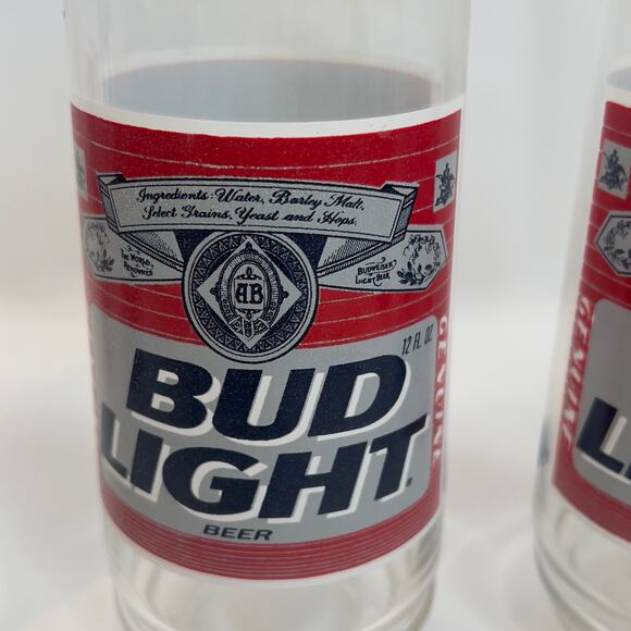 Vintage Bud Light Logo Beer Drinking Glass Tumbler Set of 4 16oz - Picture 7 of 11